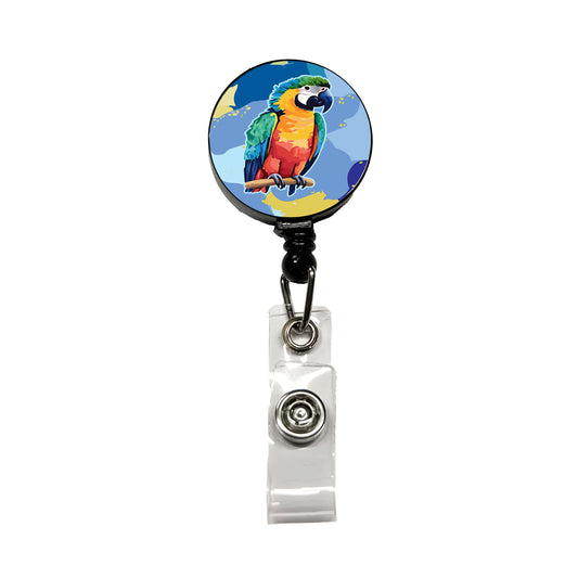 Parrot Bird Colorful Watercolor Retractable ID Key Card Name Tag Badge Holder with Clip