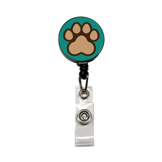 Paw Print Dogs Cats Retractable ID Key Card Name Tag Badge Holder with Clip