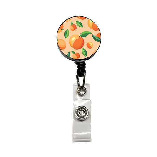 Peaches Scattered Background Pattern Retractable ID Key Card Name Tag Badge Holder with Clip