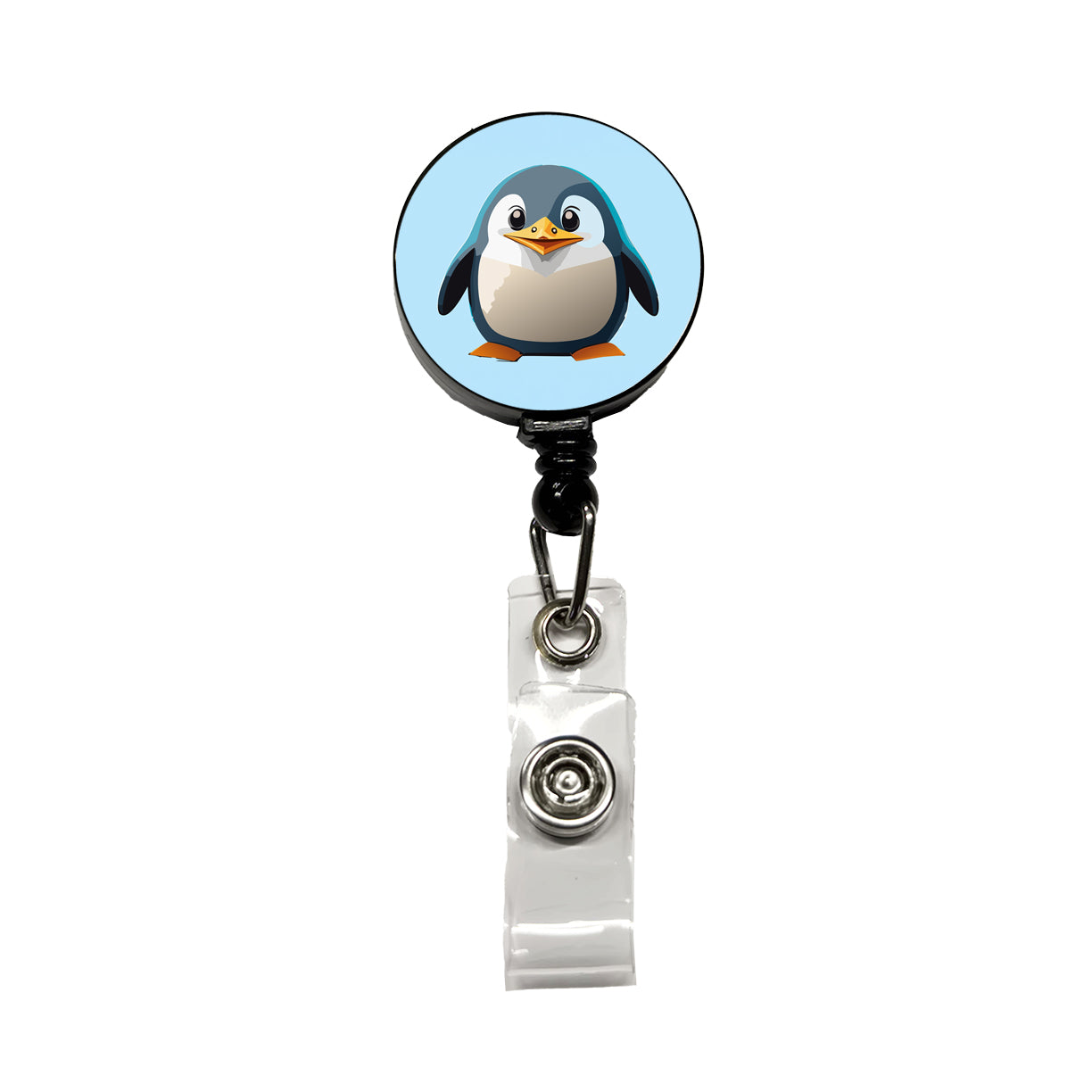 Penguin Standing Retractable ID Key Card Name Tag Badge Holder with Clip