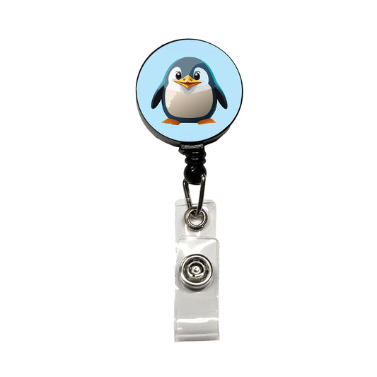 Penguin Standing Retractable ID Key Card Name Tag Badge Holder with Clip