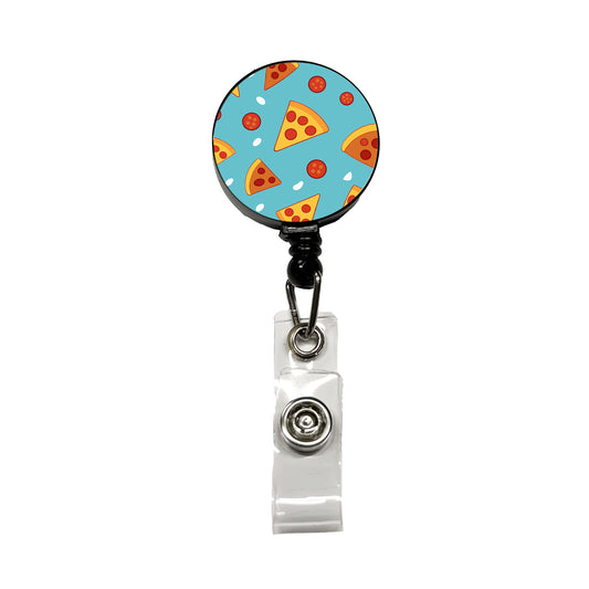 Pepperoni Pizza Scattered Pattern Retractable ID Key Card Name Tag Badge Holder with Clip