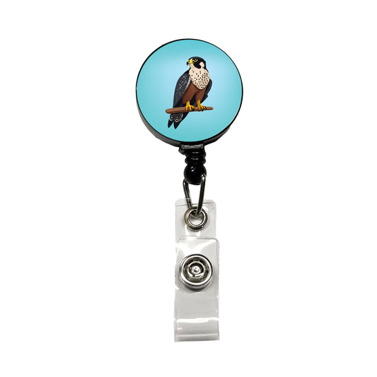 Peregrine Falcon Bird Retractable ID Key Card Name Tag Badge Holder with Clip