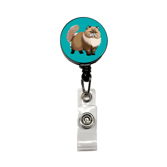Persian Cat Standing Retractable ID Key Card Name Tag Badge Holder with Clip