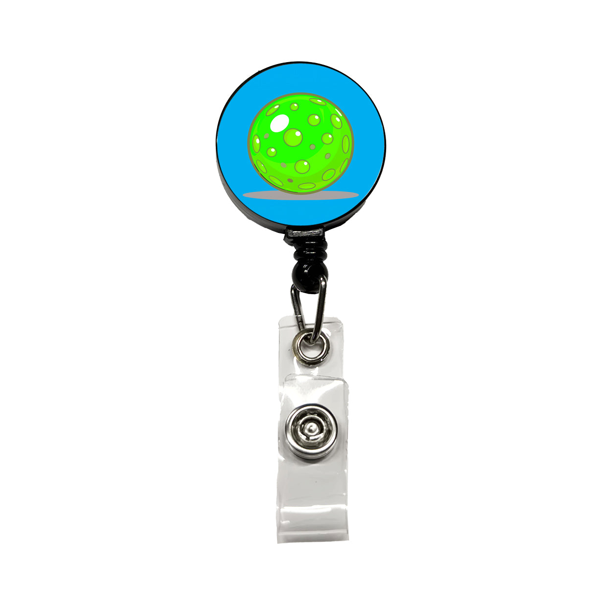 Pickleball Ball Green Retractable ID Key Card Name Tag Badge Holder with Clip