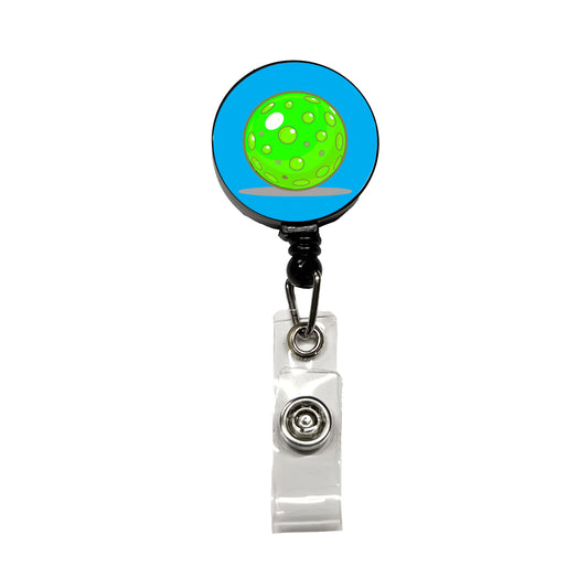 Pickleball Ball Green Retractable ID Key Card Name Tag Badge Holder with Clip