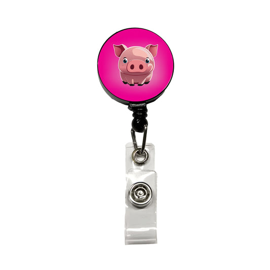 Pig Cute Retractable ID Key Card Name Tag Badge Holder with Clip