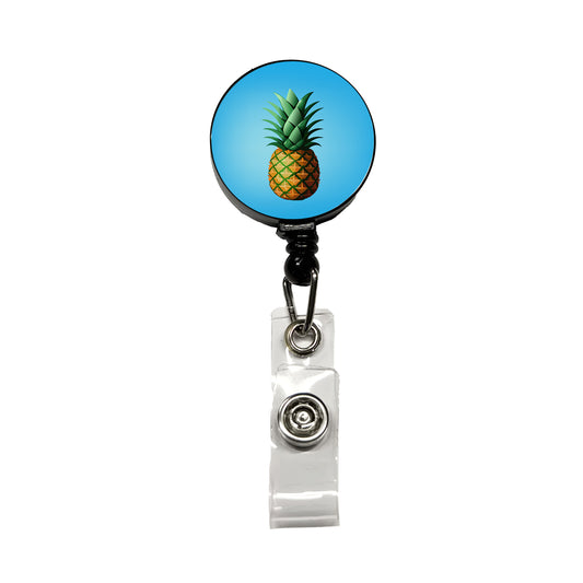 Pineapple Tropical Fruit Retractable ID Key Card Name Tag Badge Holder with Clip