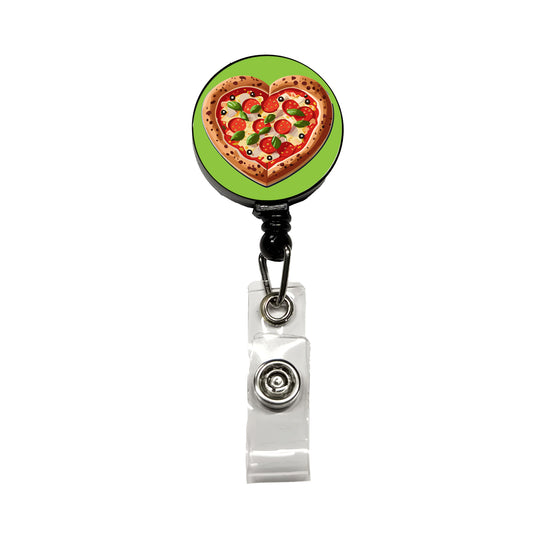 Pizza Heart Love Retractable ID Key Card Name Tag Badge Holder with Clip