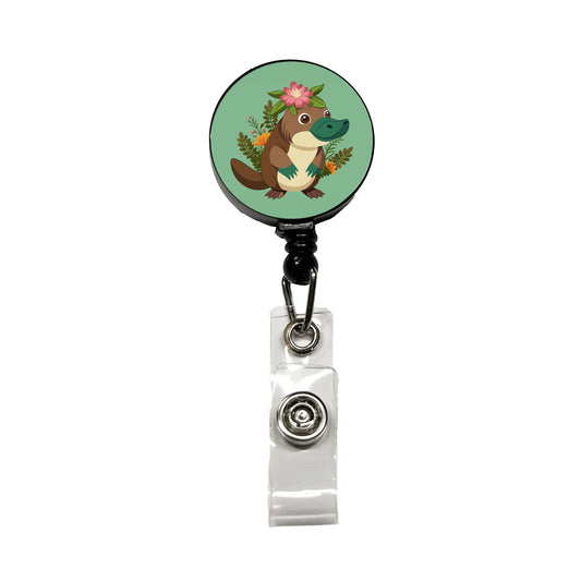 Platypus Floral Flowers Retractable ID Key Card Name Tag Badge Holder with Clip
