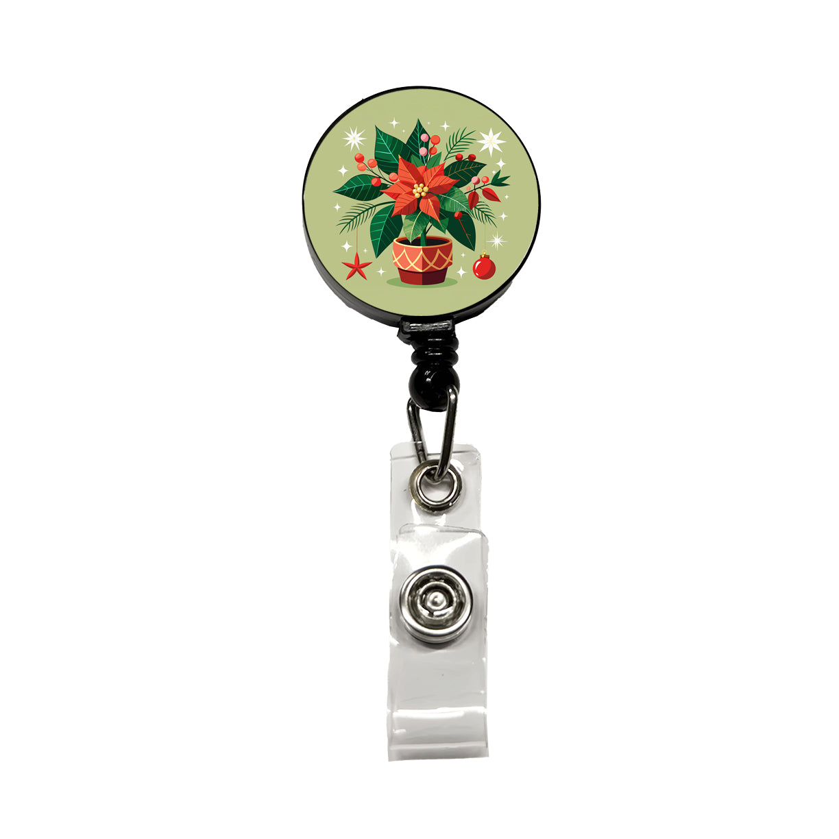 Poinsettia Plant Christmas Beautiful Retractable ID Key Card Name Tag Badge Holder with Clip