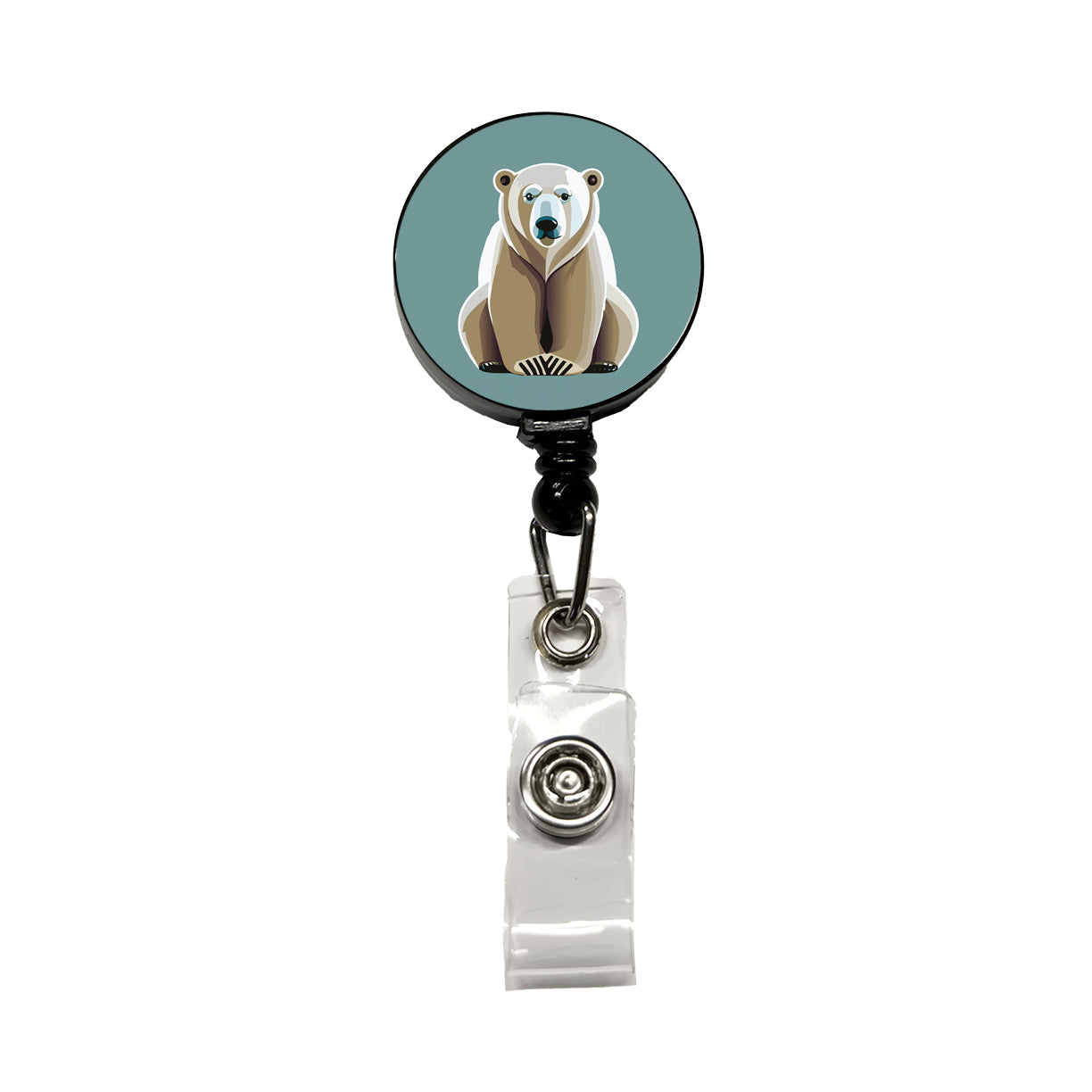 Polar Bear Sitting Retractable ID Key Card Name Tag Badge Holder with Clip