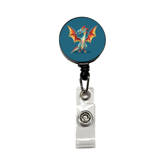 Pterodactyl Dinosaur Retractable ID Key Card Name Tag Badge Holder with Clip