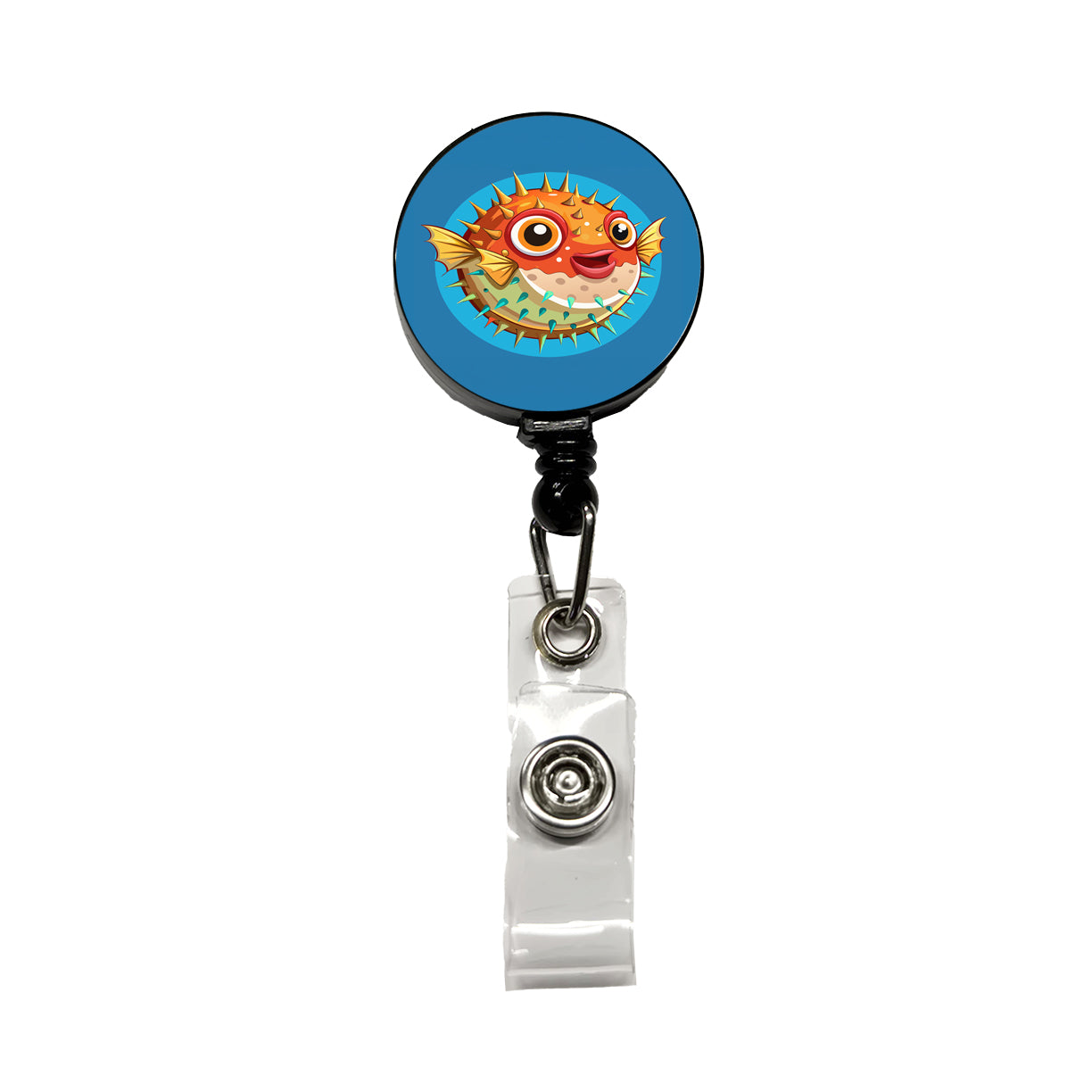 Pufferfish Cute Retractable ID Key Card Name Tag Badge Holder with Clip
