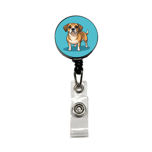Puggle Dog Retractable ID Key Card Name Tag Badge Holder with Clip