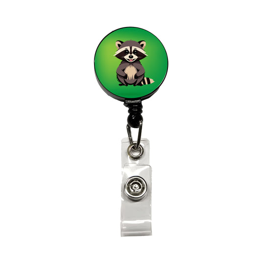 Raccoon Happy Retractable ID Key Card Name Tag Badge Holder with Clip