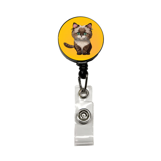 Ragdoll Cat Kitten Retractable ID Key Card Name Tag Badge Holder with Clip