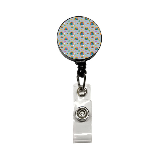 Rainbows and Stars Pattern Retractable ID Key Card Name Tag Badge Holder with Clip