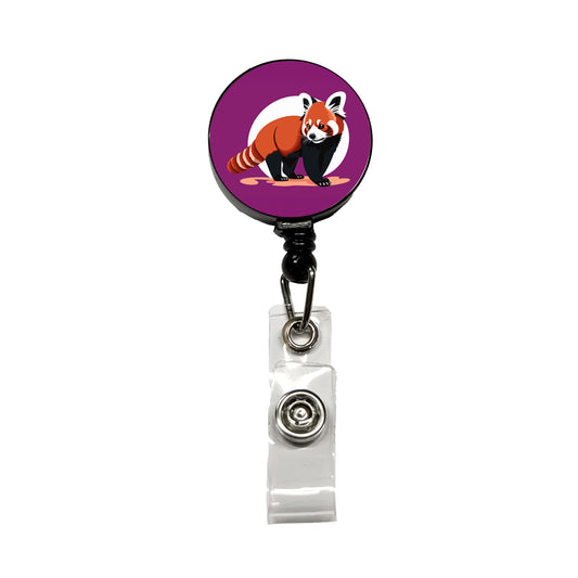Red Panda Standing Retractable ID Key Card Name Tag Badge Holder with Clip