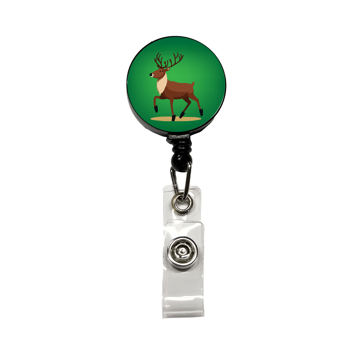 Reindeer Prancing Christmas Retractable ID Key Card Name Tag Badge Holder with Clip