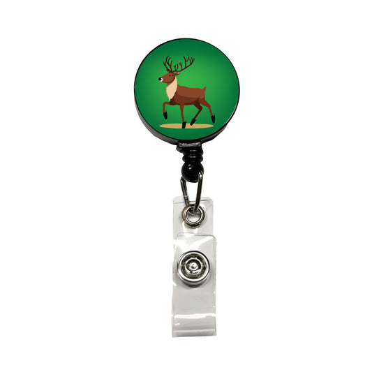 Reindeer Prancing Christmas Retractable ID Key Card Name Tag Badge Holder with Clip