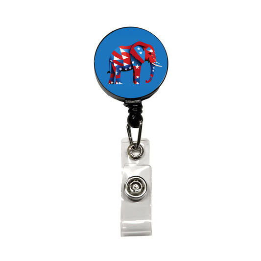Republican Elephant Patriotic Conservative Vote Retractable ID Key Card Name Tag Badge Holder with Clip