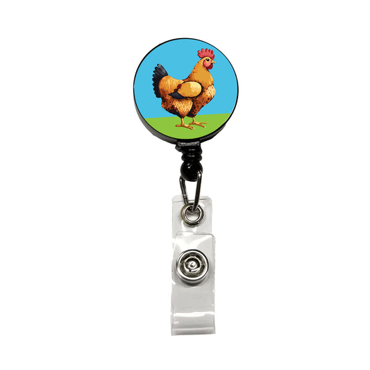 Rooster Chicken Profile Retractable ID Key Card Name Tag Badge Holder with Clip