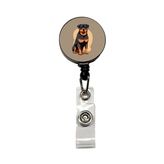 Rottweiler Dog Sitting Retractable ID Key Card Name Tag Badge Holder with Clip