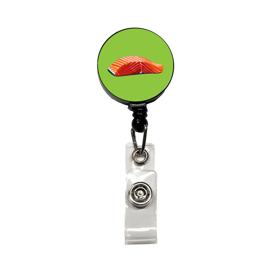 Salmon Fresh Fish Fillet Sockeye Atlantic Retractable ID Key Card Name Tag Badge Holder with Clip