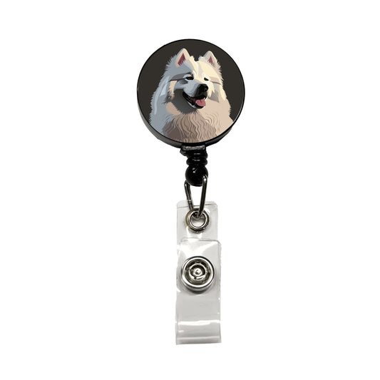 Samoyed Dog Beautiful Retractable ID Key Card Name Tag Badge Holder with Clip
