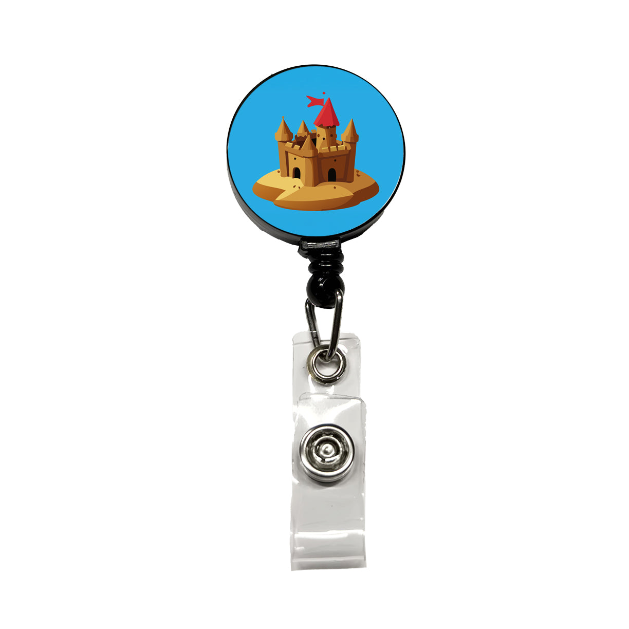 Sand Castle Beach Retractable ID Key Card Name Tag Badge Holder with Clip