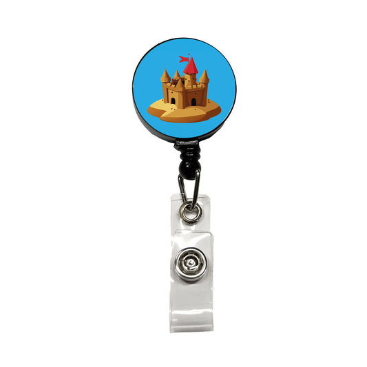 Sand Castle Beach Retractable ID Key Card Name Tag Badge Holder with Clip