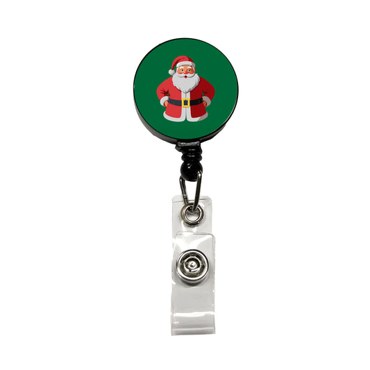 Santa Claus Christmas Retractable ID Key Card Name Tag Badge Holder with Clip