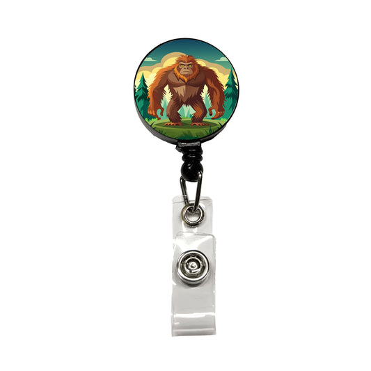Sasquatch Big Foot Drawing Retractable ID Key Card Name Tag Badge Holder with Clip