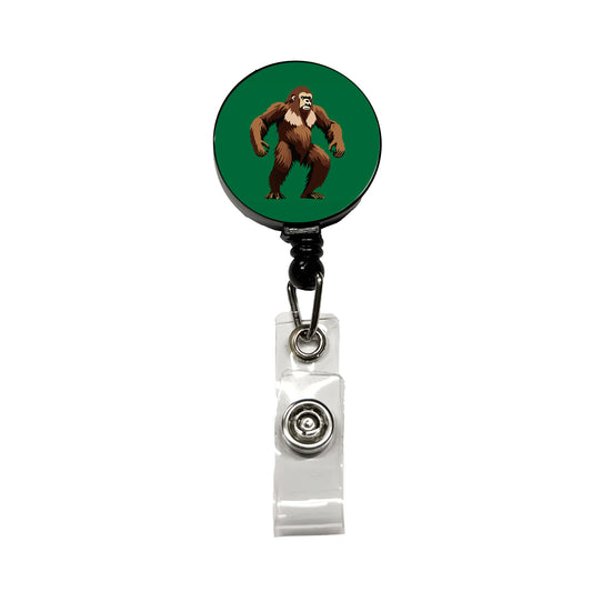 Sasquatch Bigfoot Standing Retractable ID Key Card Name Tag Badge Holder with Clip