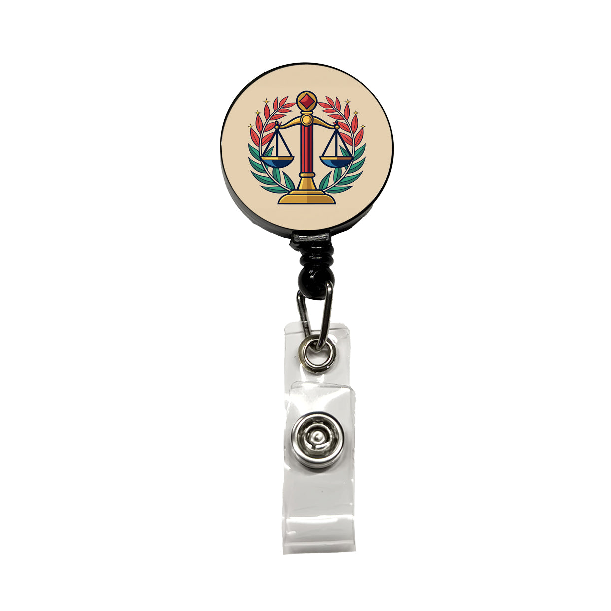 Scales of Justice Retractable ID Key Card Name Tag Badge Holder with Clip