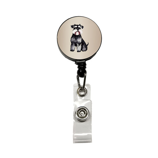Schnauzer Dog Watercolor Retractable ID Key Card Name Tag Badge Holder with Clip
