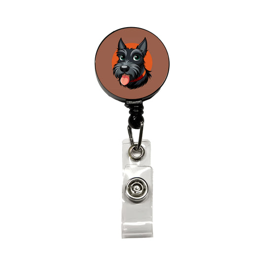 Scottish Terrier Scottie Sticking Out Tongue Retractable ID Key Card Name Tag Badge Holder with Clip