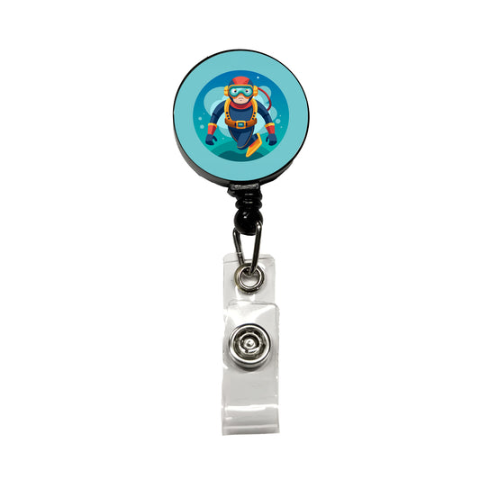 Scuba Diver Diving Retractable ID Key Card Name Tag Badge Holder with Clip