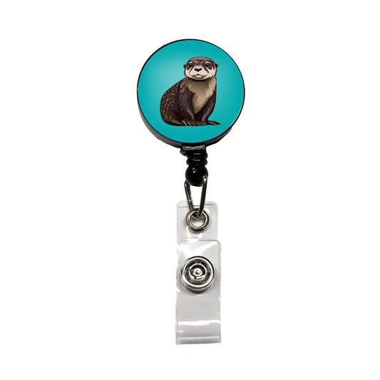 Sea Otter Cute Ocean Animal Retractable ID Key Card Name Tag Badge Holder with Clip