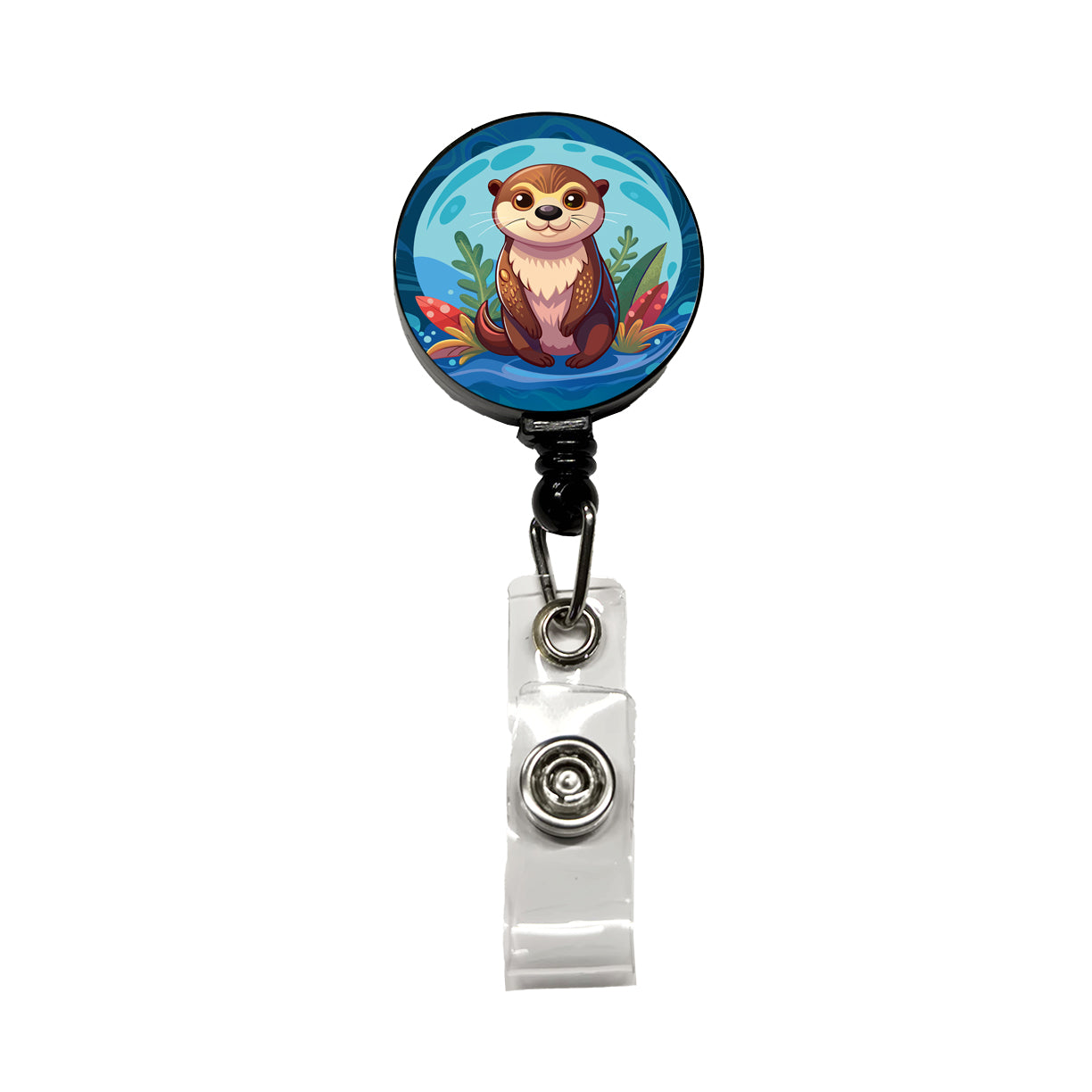 Sea Otter Cute Retractable ID Key Card Name Tag Badge Holder with Clip