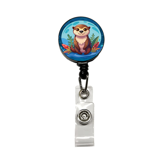 Sea Otter Cute Retractable ID Key Card Name Tag Badge Holder with Clip
