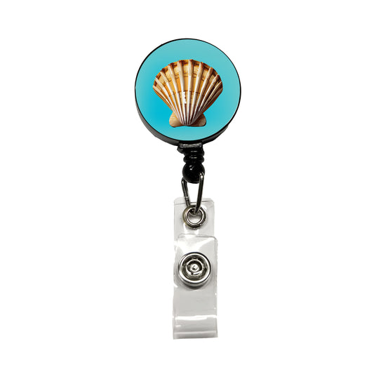 Seashell Sea Shell Ocean Beach Retractable ID Key Card Name Tag Badge Holder with Clip