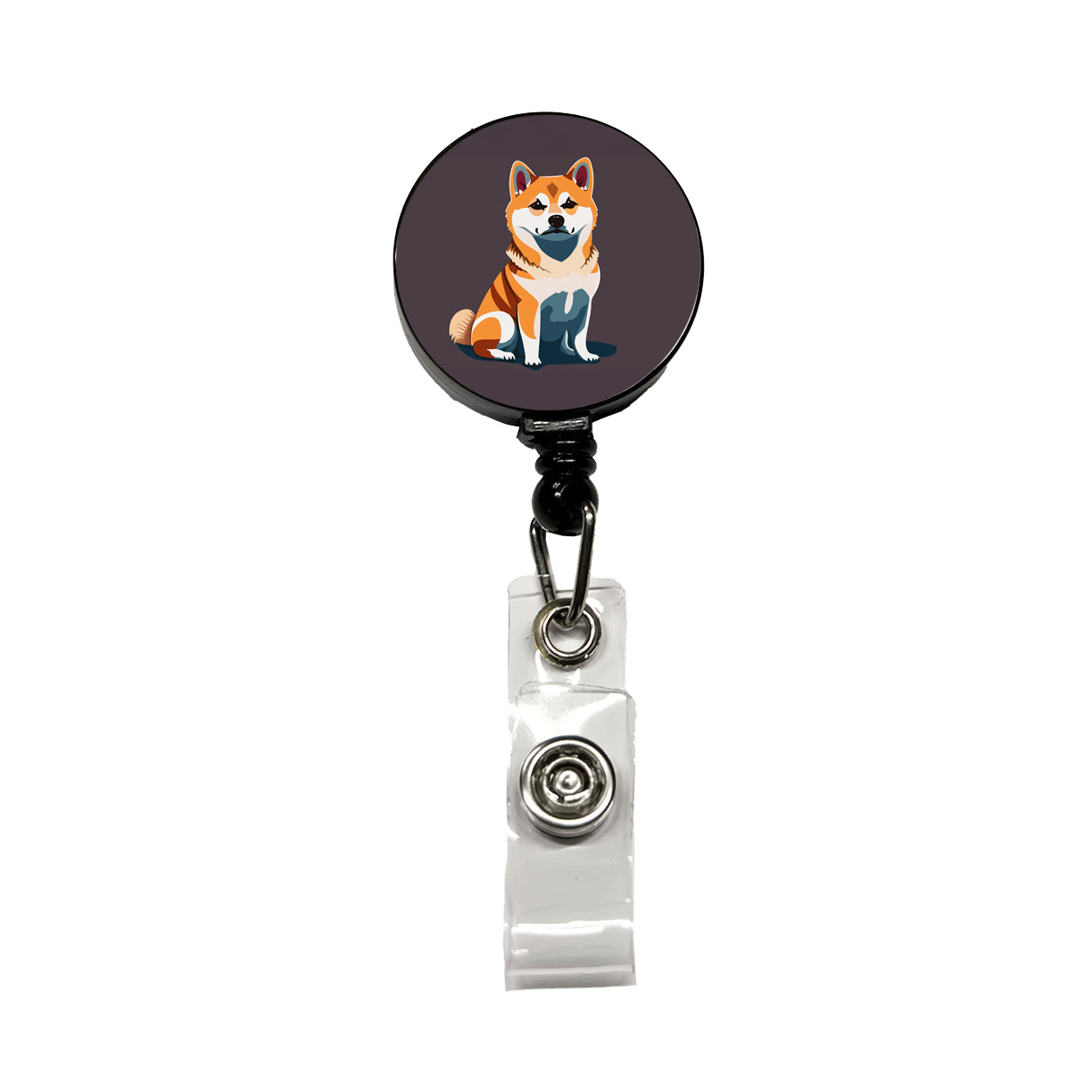 Shiba Inu Dog Sitting Retractable ID Key Card Name Tag Badge Holder with Clip