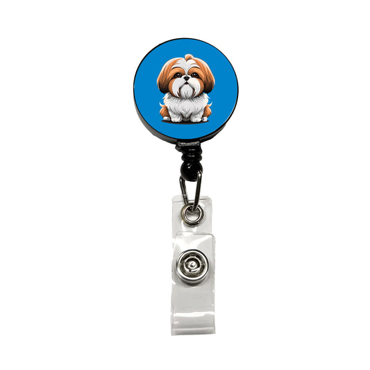 Shih Tzu Dog Adorable Retractable ID Key Card Name Tag Badge Holder with Clip