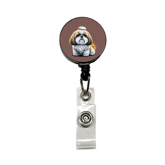 Shih Tzu Dog Cute Retractable ID Key Card Name Tag Badge Holder with Clip