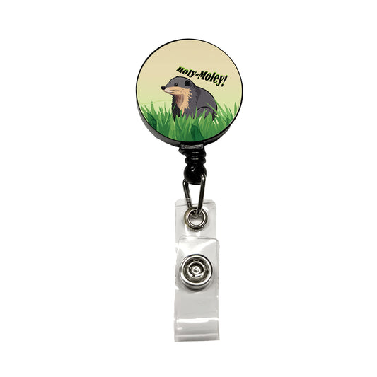 Shrew Mole Holy Moley Funny Animal Retractable ID Key Card Name Tag Badge Holder with Clip