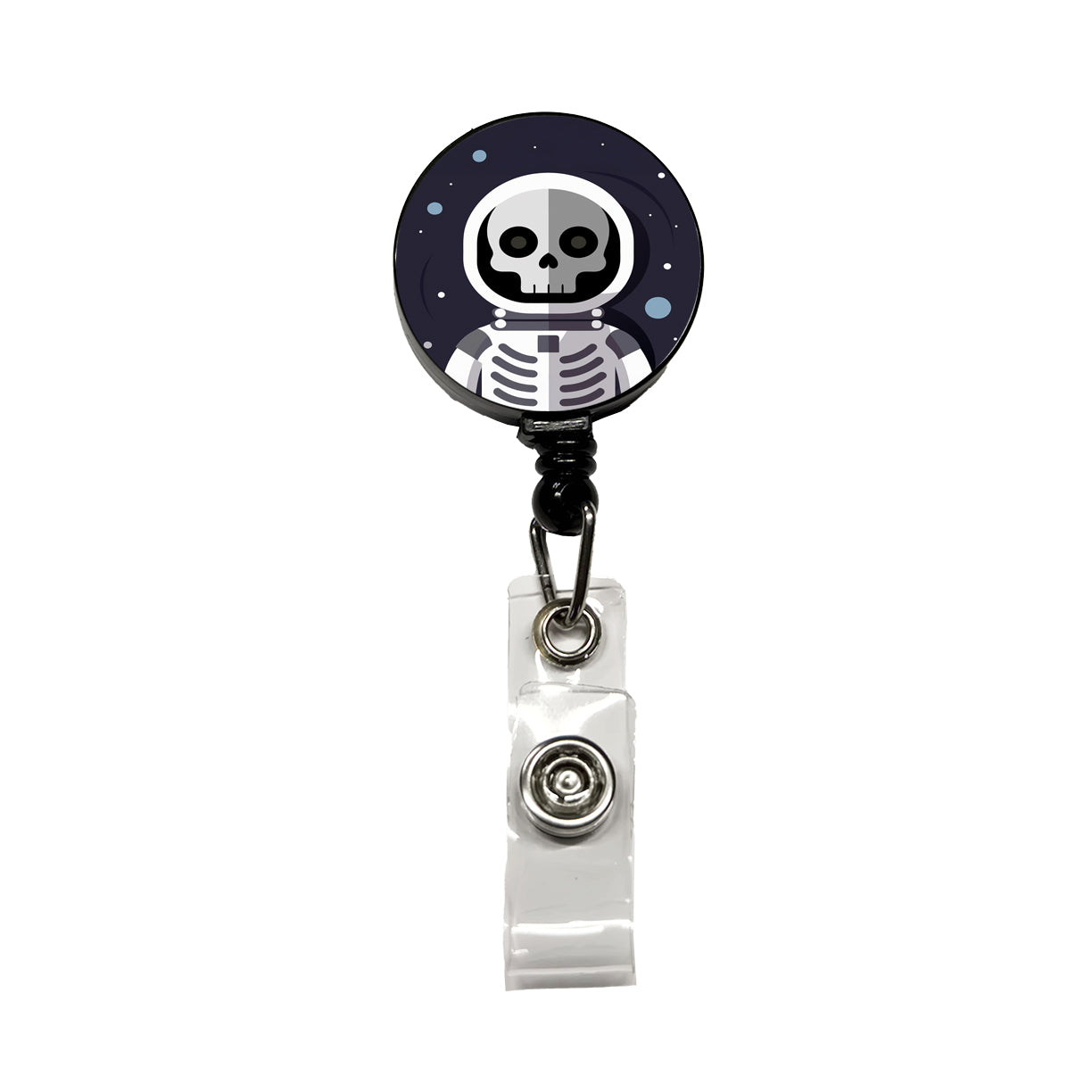 Skeleton in Space Suit Astronaut Retractable ID Key Card Name Tag Badge Holder with Clip