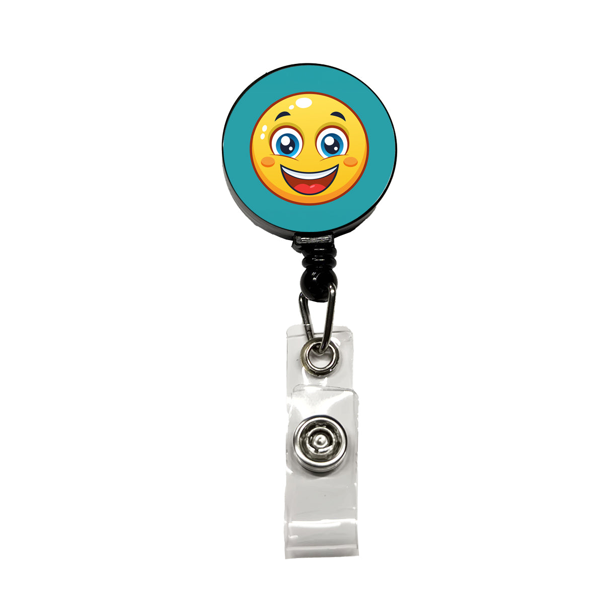 Smiling Face Happy Retractable ID Key Card Name Tag Badge Holder with Clip