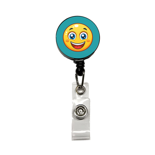 Smiling Face Happy Retractable ID Key Card Name Tag Badge Holder with Clip